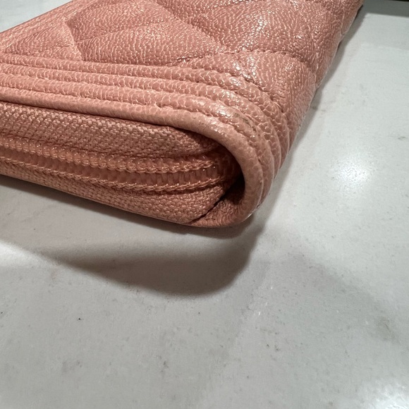 Chanel caviar quilted boy zip around wallet in pink - Picture 4 of 10